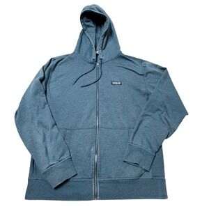 Patagonia Full Zip Hoodie Blue Organic Cotton Men's Large 52280
